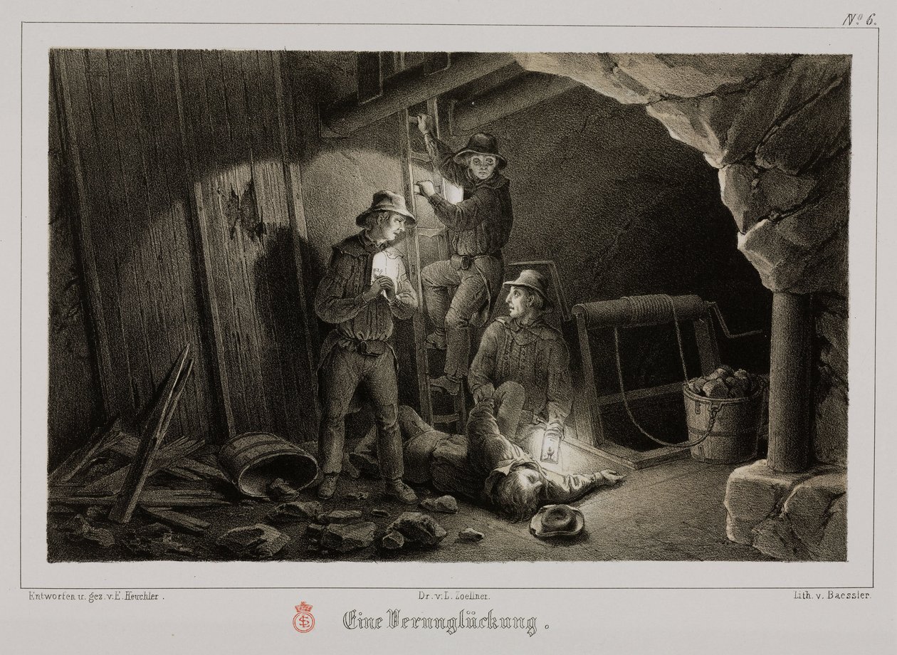 Mineração, Metal Ores Acidente mineiro, Alemanha, c 1851 de Unbekannt