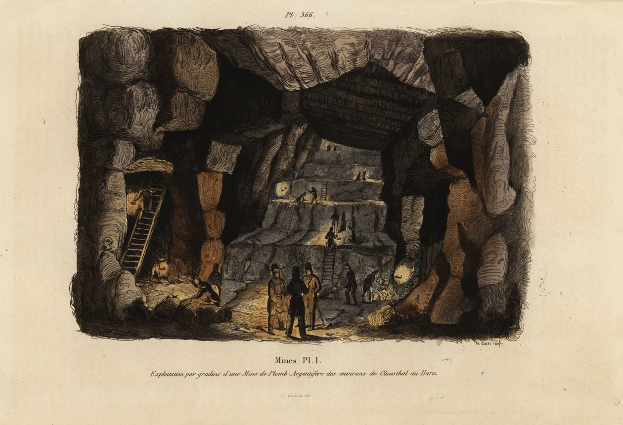 Mineração de chumbo e prata nas montanhas Hartz, perto de Clausthal, Alemanha de Unbekannt