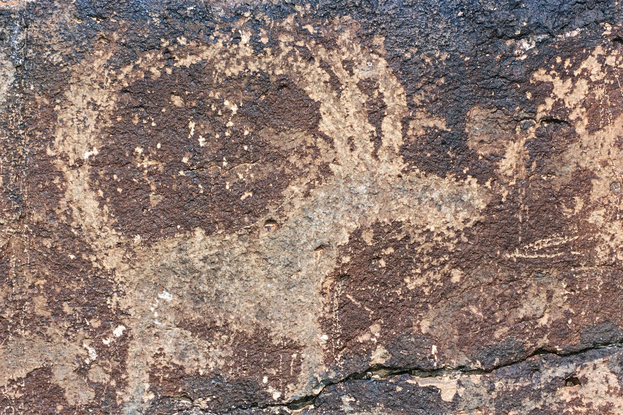 Mongólia, Deserto de Gobi, gravura rupestre de Benjamin Baud