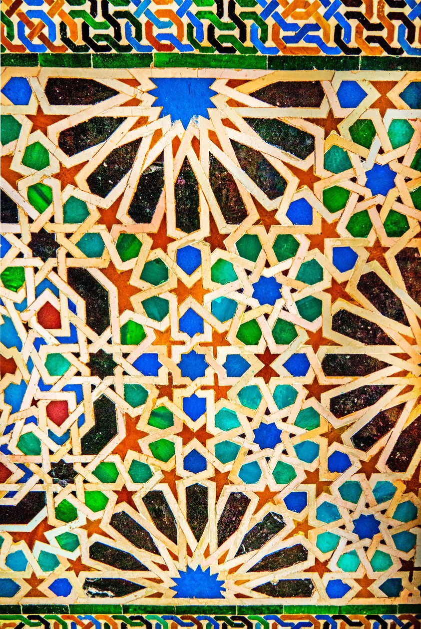 Mosaico, Palácio Comares, Cuarto/Palacio de Comares, no complexo Myrtle Court, Palácios Nasrid, Alhambra, Granada, Andaluzia, Espanha, Europa (foto) de Unbekannter Künstler