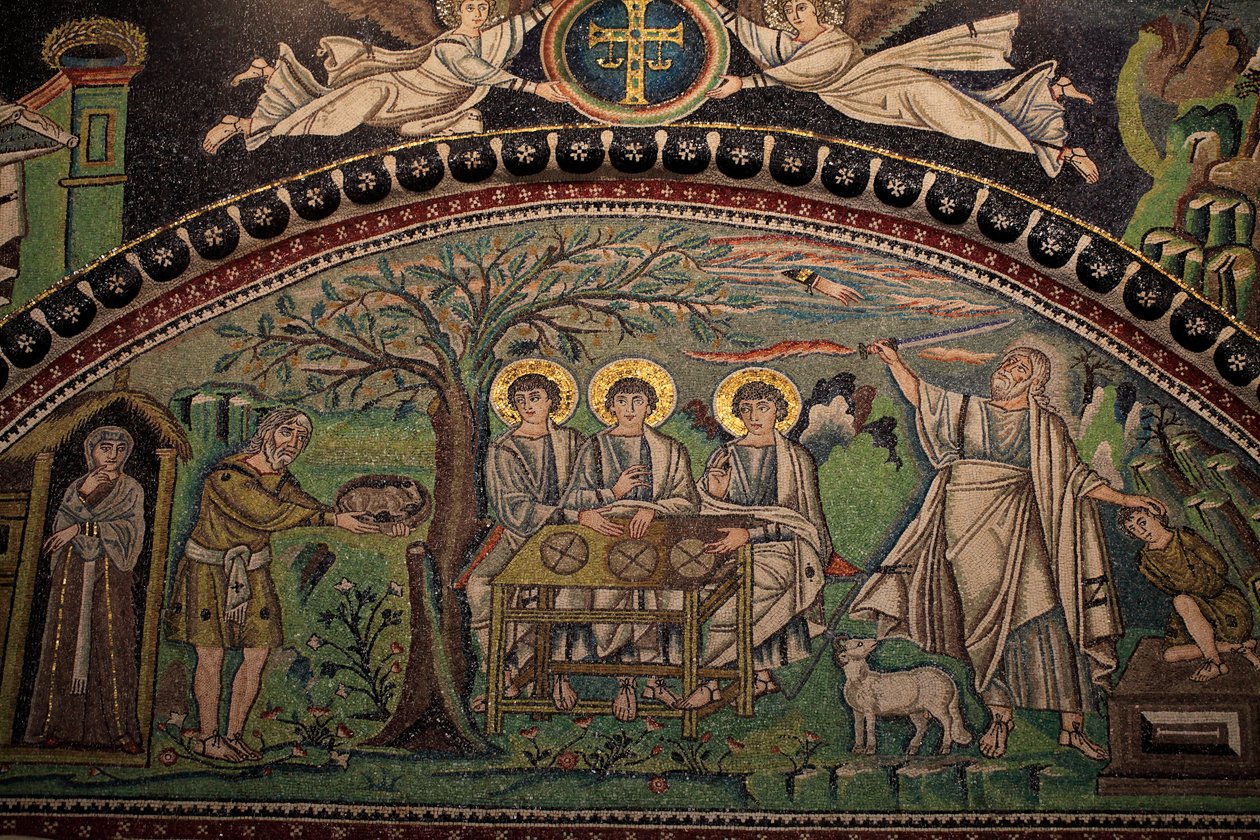 Mosaico do Antigo Testamento "Sacrifício de Isaac". Basílica de San Vitale. Século VI, Ravena, Itália. UNESCO de Unbekannt