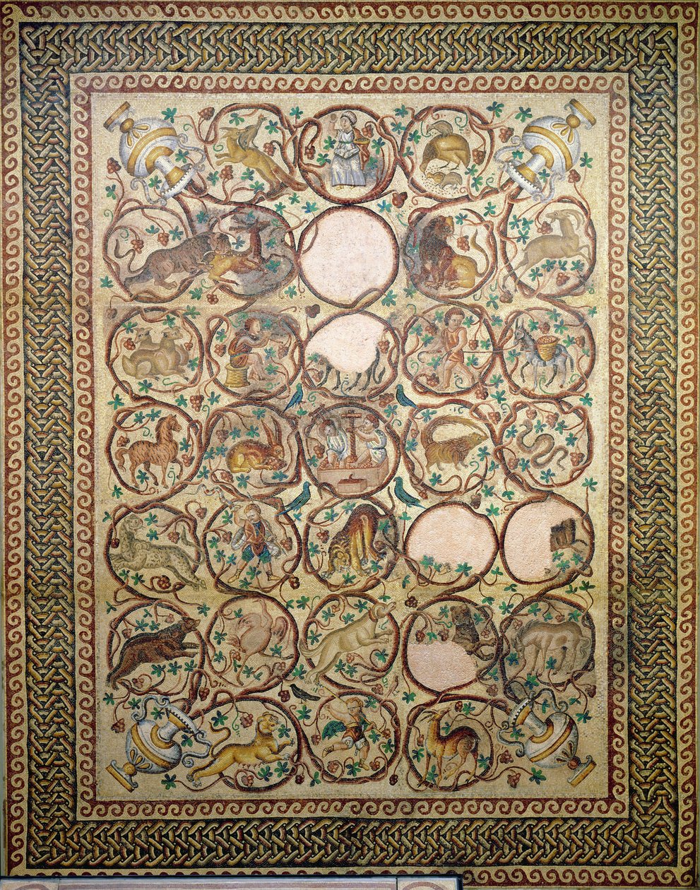 Mosaico de Quabr Hiram do chão da Nave central da Igreja de São Cristóvão, 575 (mosaico) de Unbekannt
