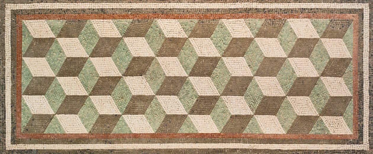 Mosaico com perspectiva cúbica, século I a.C., do tablinum de uma villa romana, museu nacional de Roma (museo nazionale romano), Roma, Itália de Unbekannter Künstler