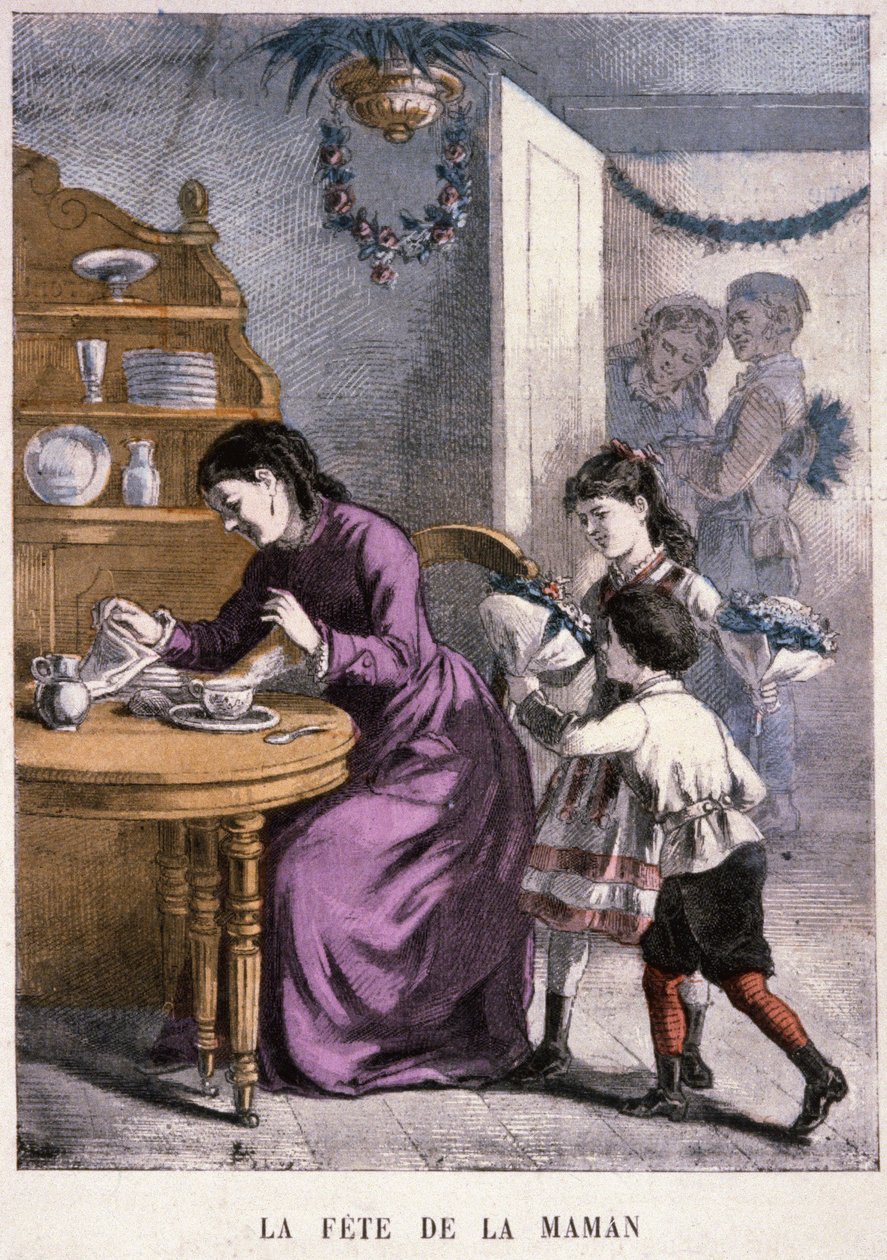 Dia da Mãe, c. 1870-1880 (gravura) de Unbekannter Künstler