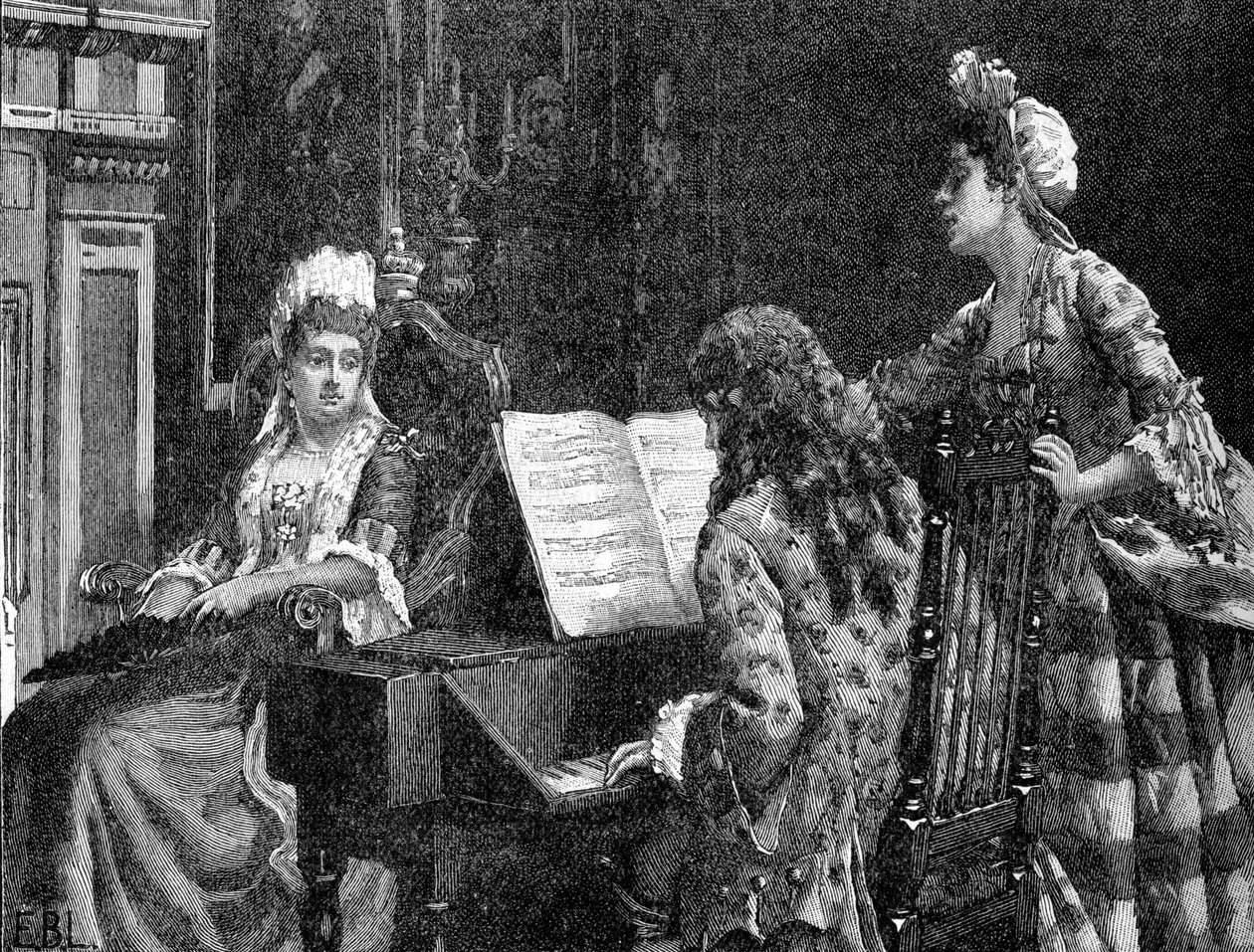 Sra. Arabella Hunt cantando para a Rainha Maria de Unbekannter Künstler