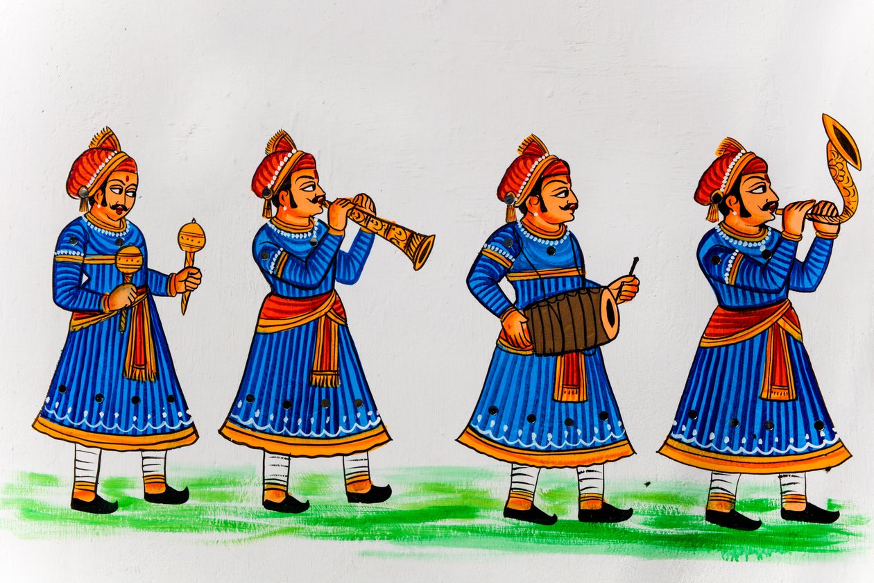 Pintura mural na cidade velha, Udaipur, Udaipur, Rajasthan, Índia, Ásia (foto) de Unbekannter Künstler