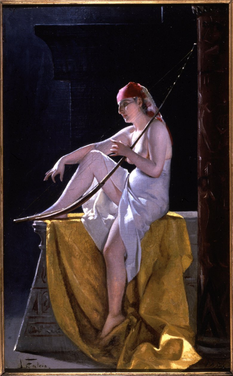 Músico no Egipto antigo, 2ª metade do século XIX (pintura) de Unbekannter Künstler
