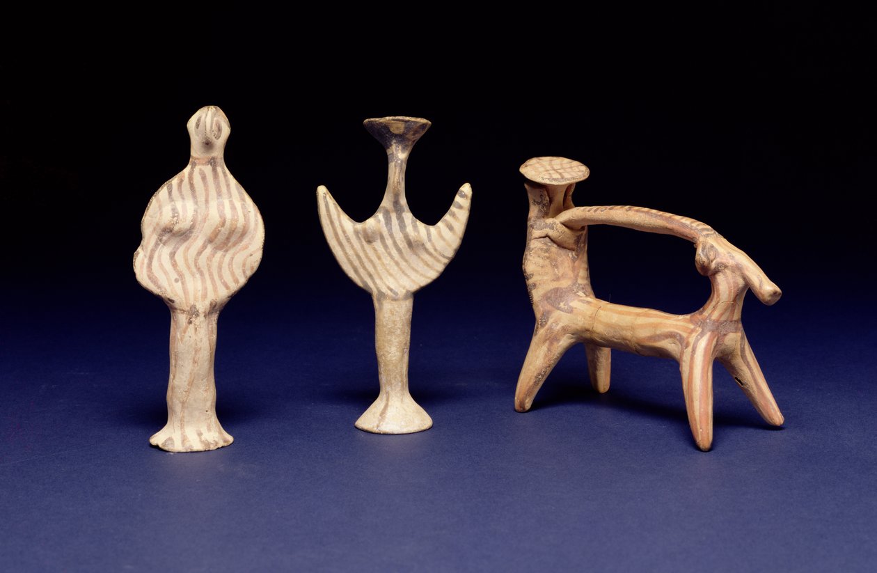 Grupo Mycenaean: Duas Phi-Figures, um Carrinho com um Cavaleiro Sob um Sol de Unbekannt