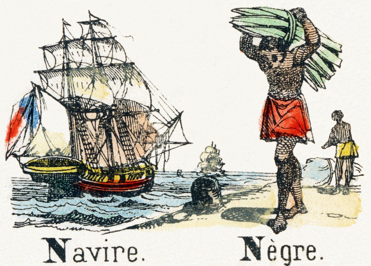 N - Navio Preto - Alfabeto de Entretenimento Infantil c.1890 (litografia) de Unbekannt