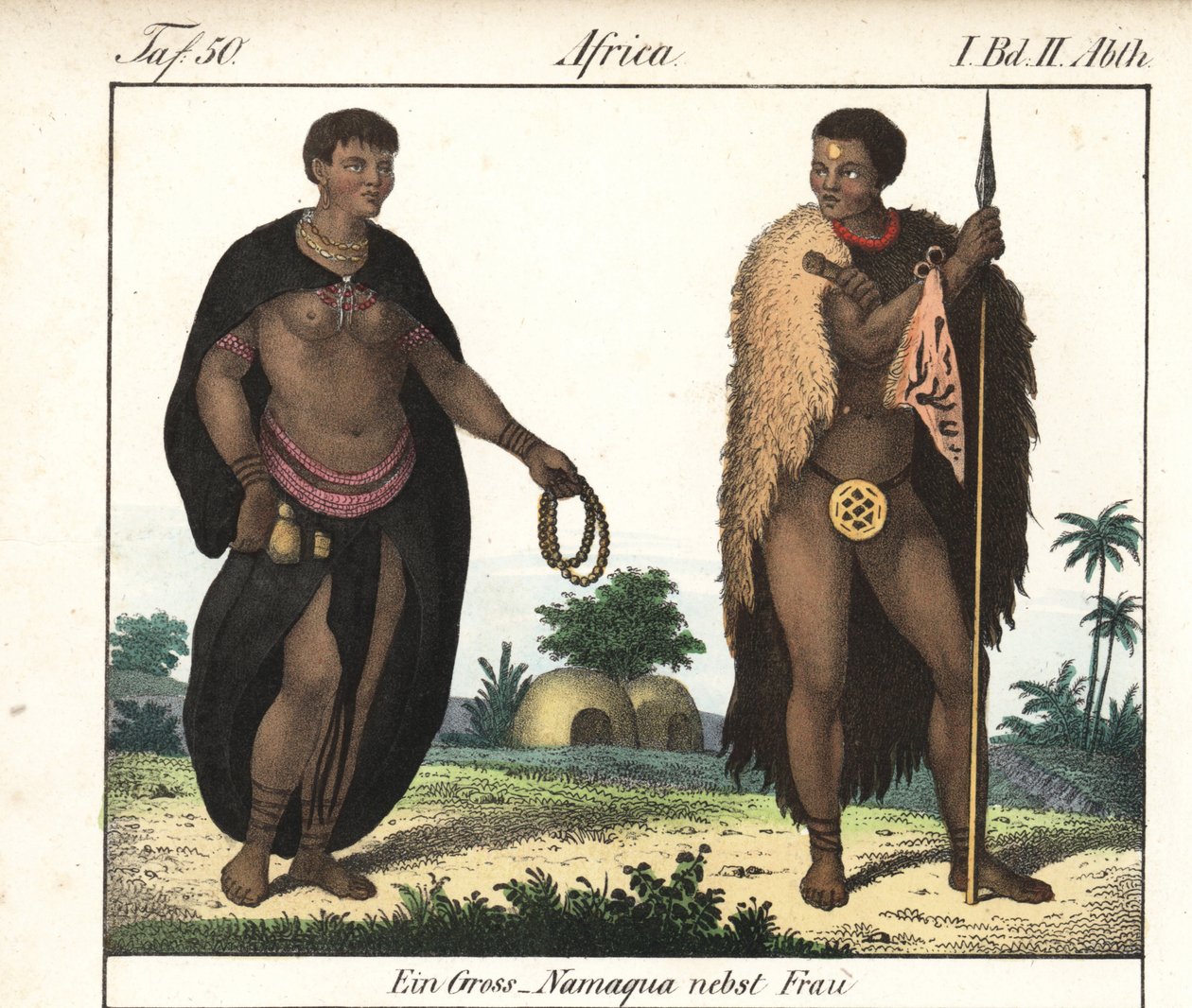 Casal Nama (África do Sul). Litografia para o livro: "Galerie complete en tableaux fideles des peuples d
