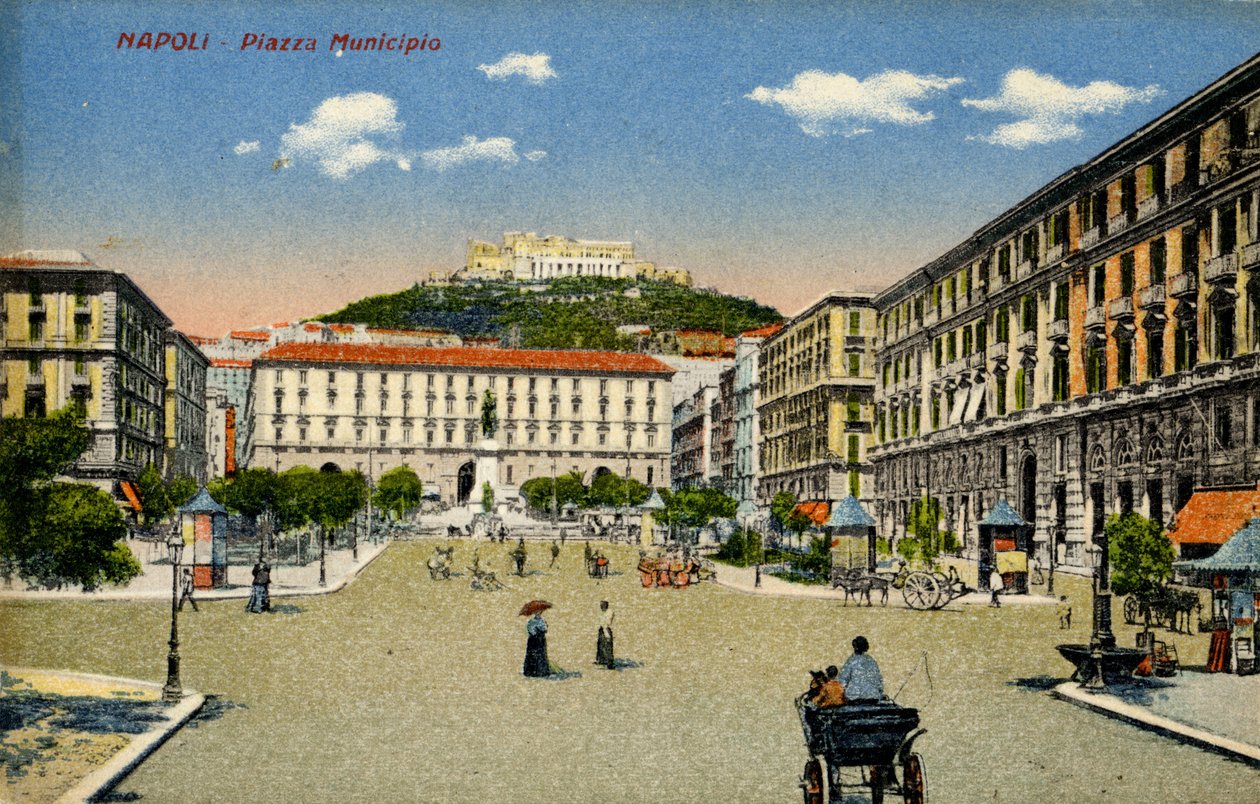 Nápoles Piazza Municipio, início do século XX (cartão postal) de Unbekannter Künstler