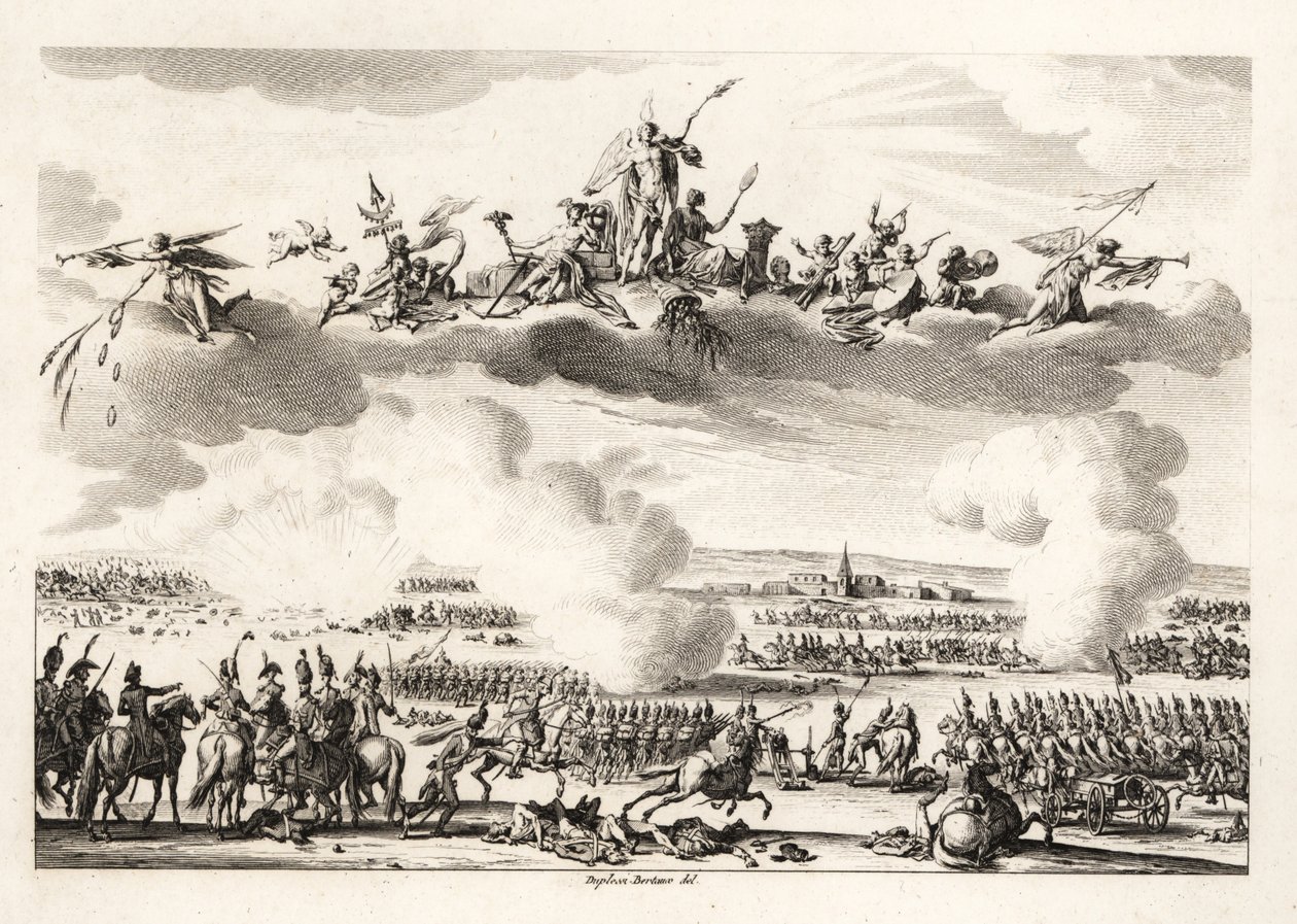 Napoleão Bonaparte, Primeiro Cônsul da República Francesa, comandando o Exército Francês na Batalha de Marengo de Unbekannt