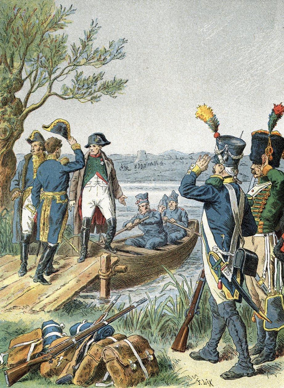 Napoleão I na Ilha do Lobau com André Massena (1809) de Unbekannter Künstler