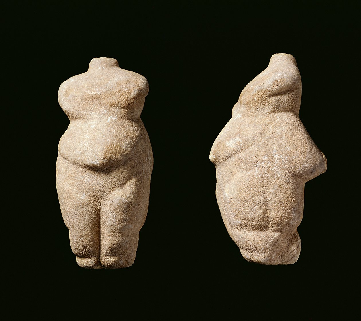 Neolítico Steopagus Lady, vista frontal e lateral, Avaritsa (Meliteia) em Tessália, Grécia, 6000-5200 AC (mármore) de Unbekannt