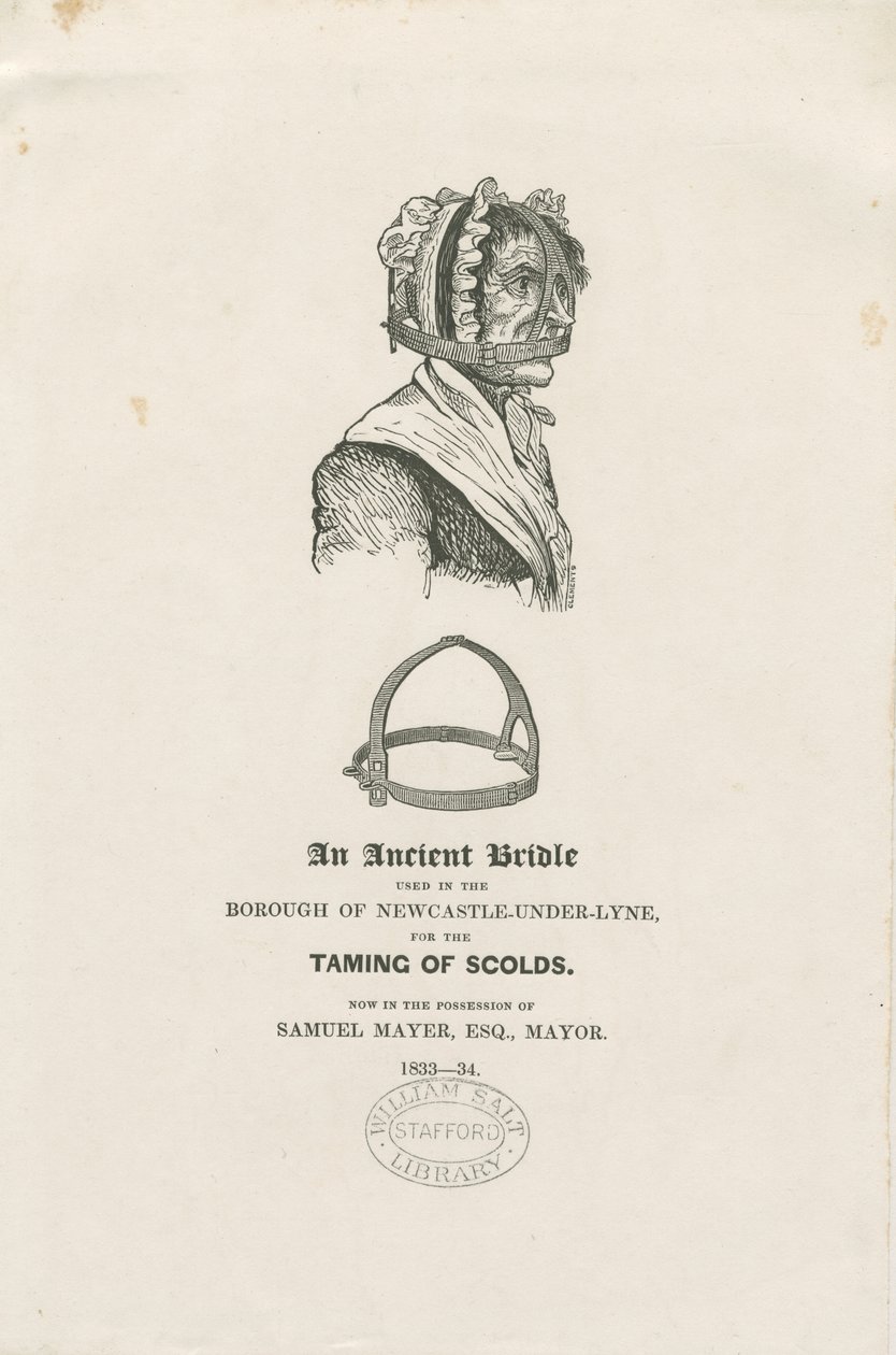 Newcastle-under-Lyme - freio de A Scold: gravura em xilogravura, nd [c 1833-4] de Unbekannt