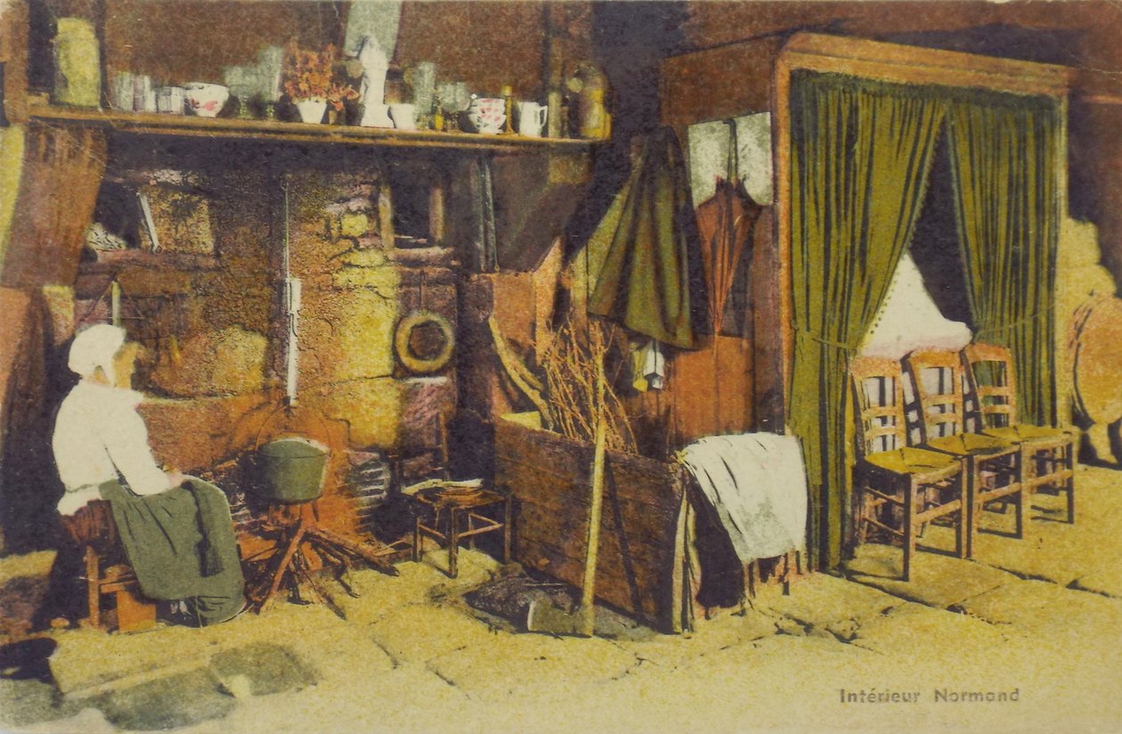 Interior normando, início do século XX (cartão postal) de Unbekannter Künstler