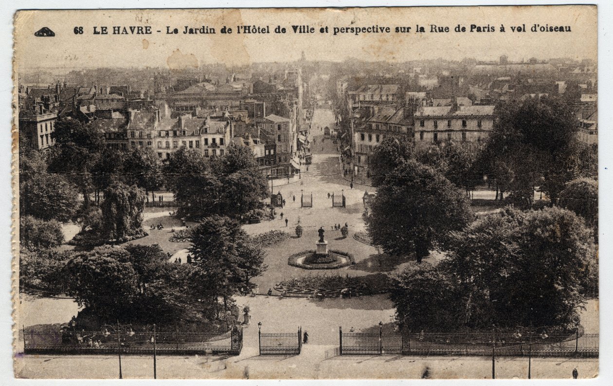 Normandia, Seine Maritime (76), Le Havre: o jardim da prefeitura e perspectiva na rue de Paris - Cartão postal no final do século XIX-20 de William M. Timlin