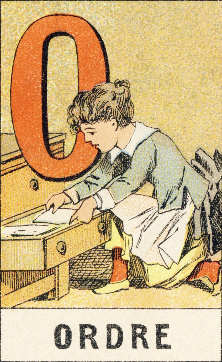 O : Ordem - Gravura extraída de ABCD des petites filles. Pellerin & Cie, editora de impressoras, Epinal, por volta de 1890. Serie A. Dimensões : 19 x 13,5 cm. de Unbekannt