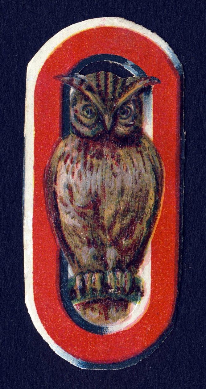 O como o Coruja. Decoupis de escaravelho sobre o tema dos animais. Gravura. Série de 26 cromolitógrafos de waffle de origem inglesa. Editor e ilustrador desconhecido. Fim do século XIX. Dim: 5,5x3,5cm. de Unbekannt