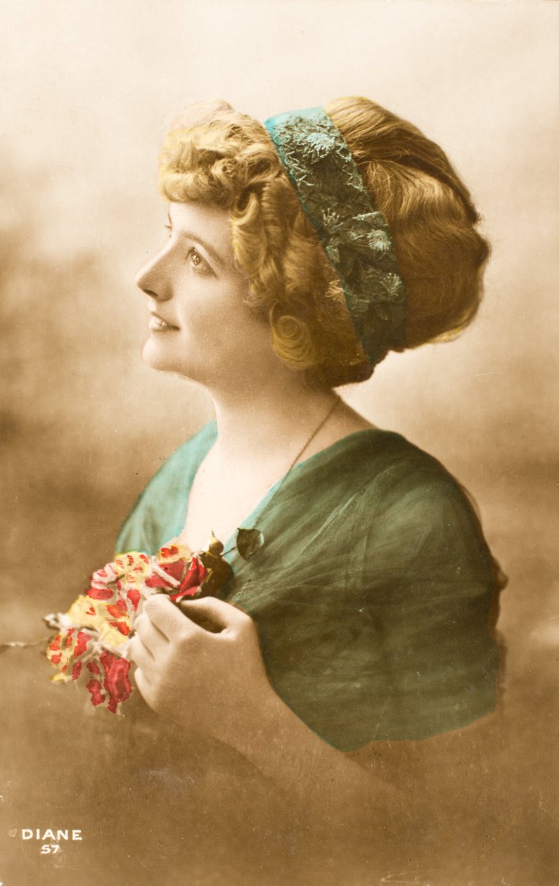Antigo cartão postal/Diana/ Mulher Belle Epoque de William M. Timlin