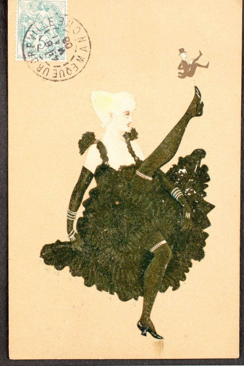 Antigo cartão postal/Francês Cancan/Woman of the Belle Epoque de William M. Timlin