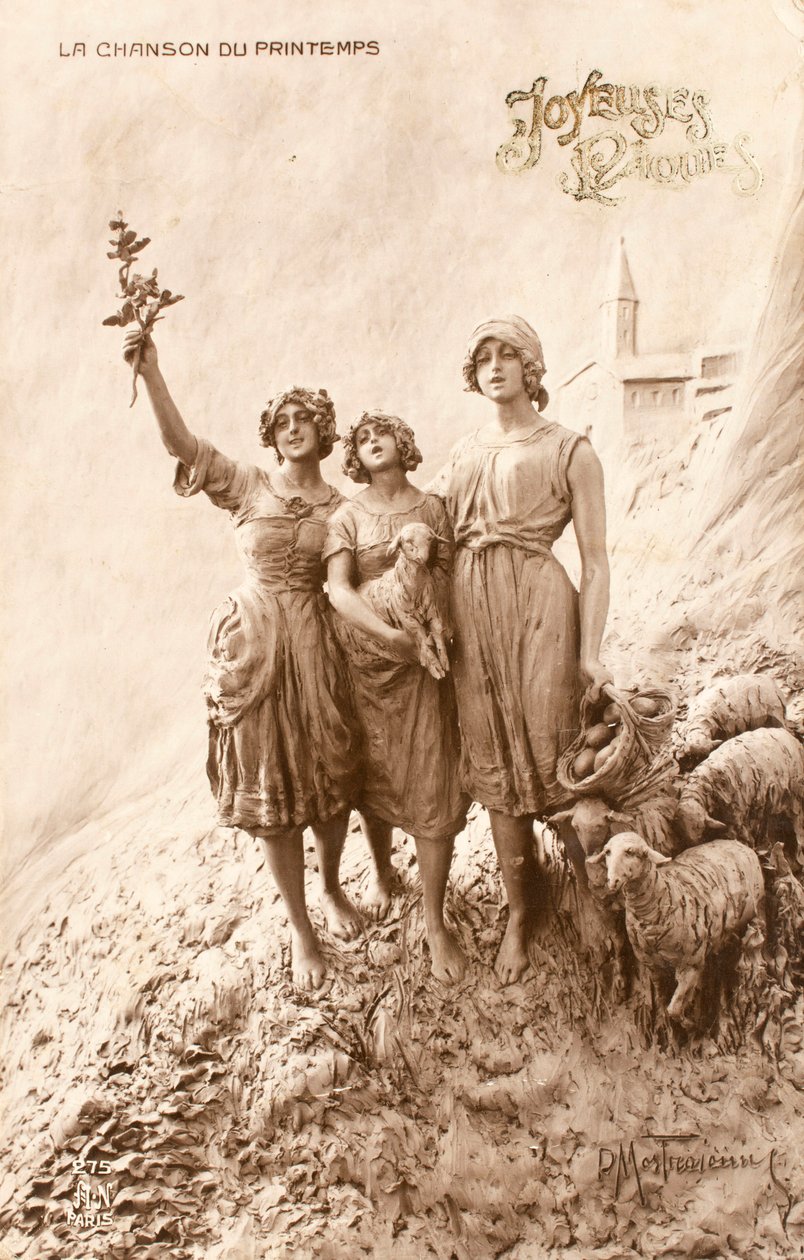 Antigo cartão postal/canto da primavera/Bergere/Sheep de William M. Timlin