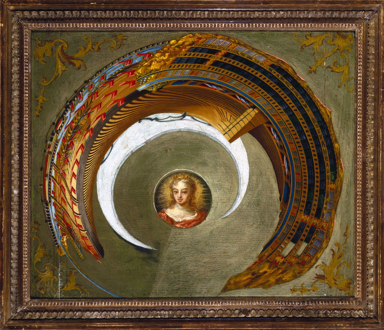 Ilusões Ópticas Pintura anamórfica de um navio, c 1744-1774 de Unbekannt