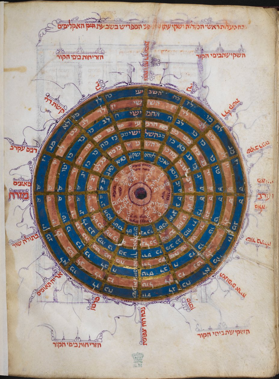Ou.11796 f.57v Tabela Astronómica Circular (tinta e cor sobre papel) de Unbekannter Künstler