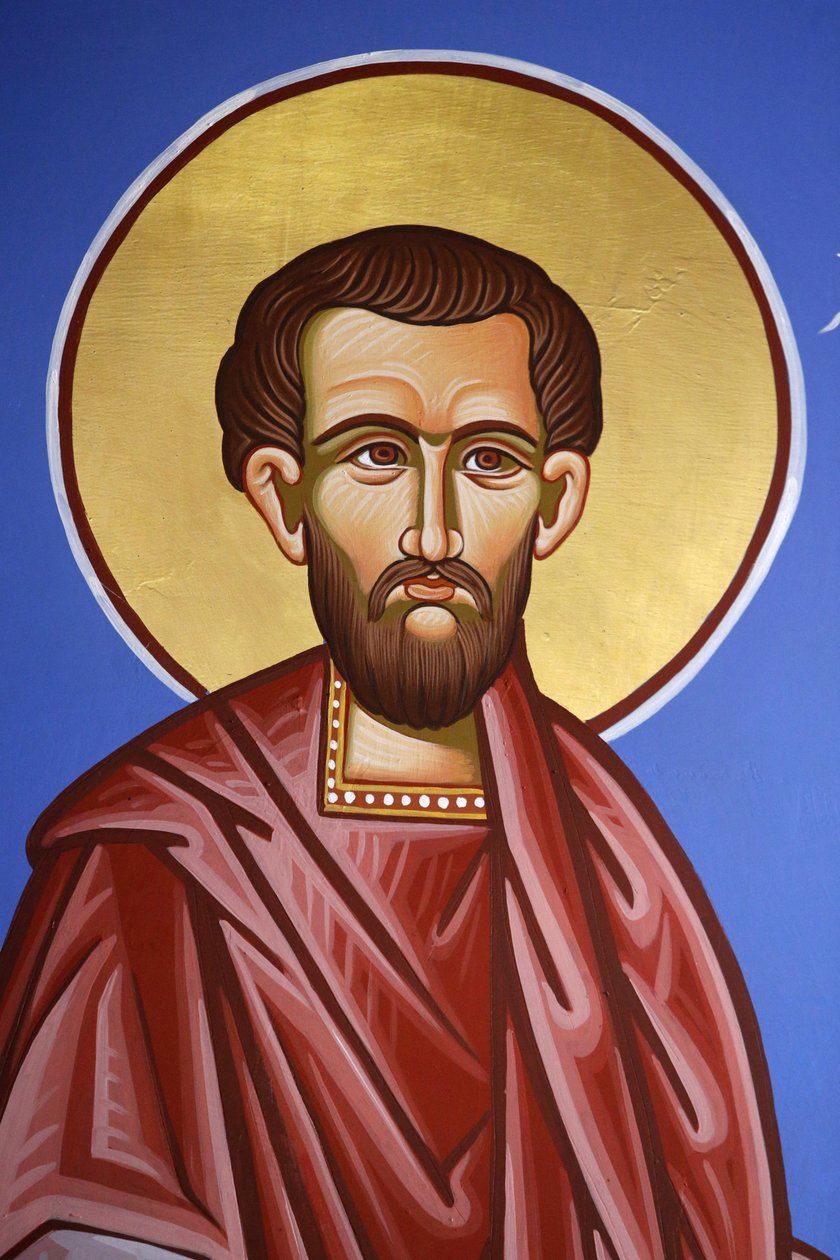 Igreja Ortodoxa em Pedoulas, Chipre. Santo Cosmas fresco, 20150510, Pedoulas, Chipre de Unbekannt