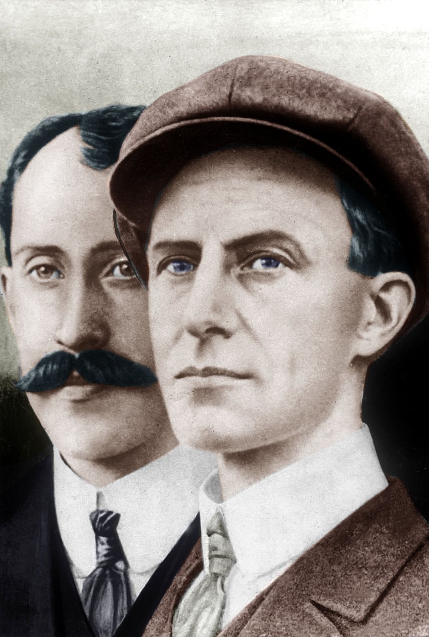 Orville Wright e o seu irmão Wilbur (impressão) de Unbekannter Künstler
