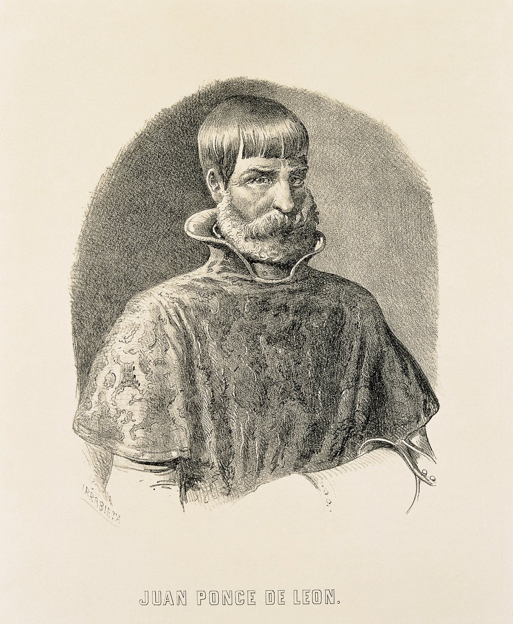 PONCE DE LEON, Juan (1460-1521). Conquistador espanhol de Porto Rico (1508) e descobridor da Florida (1502) (gravura) de Unbekannter Künstler