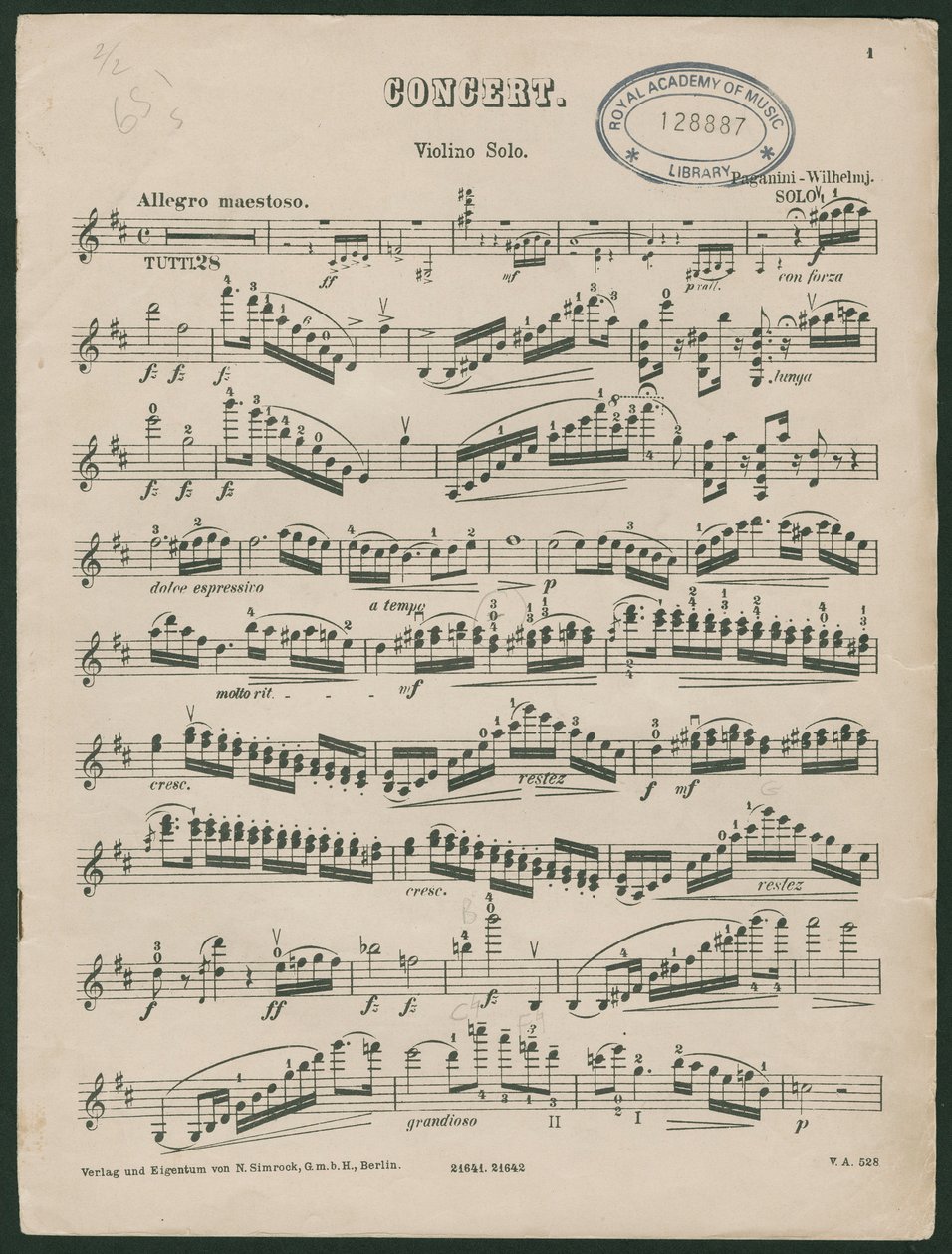 Concerto de Violino Paganini Nº 1, op 6 de Unbekannter Künstler