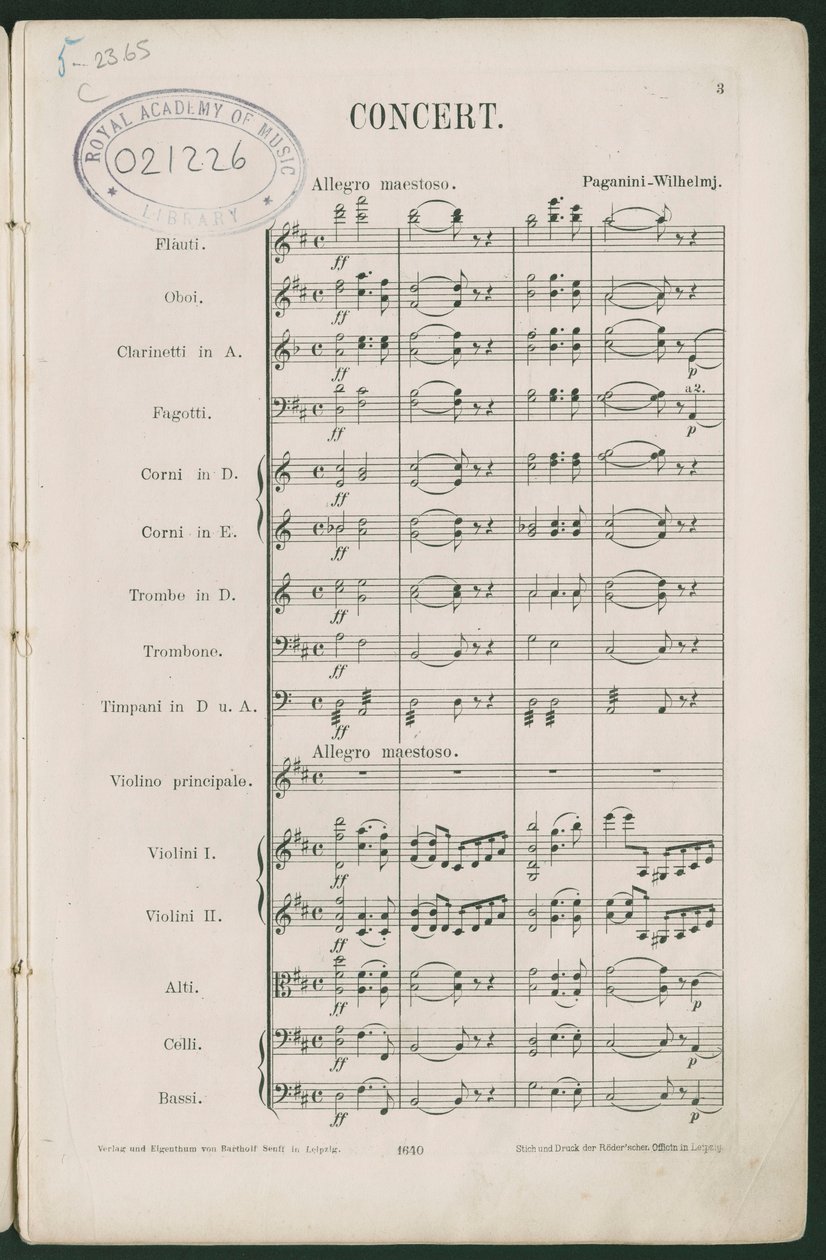 Concerto de Violino Paganini Nº 1, op 6 de Unbekannter Künstler