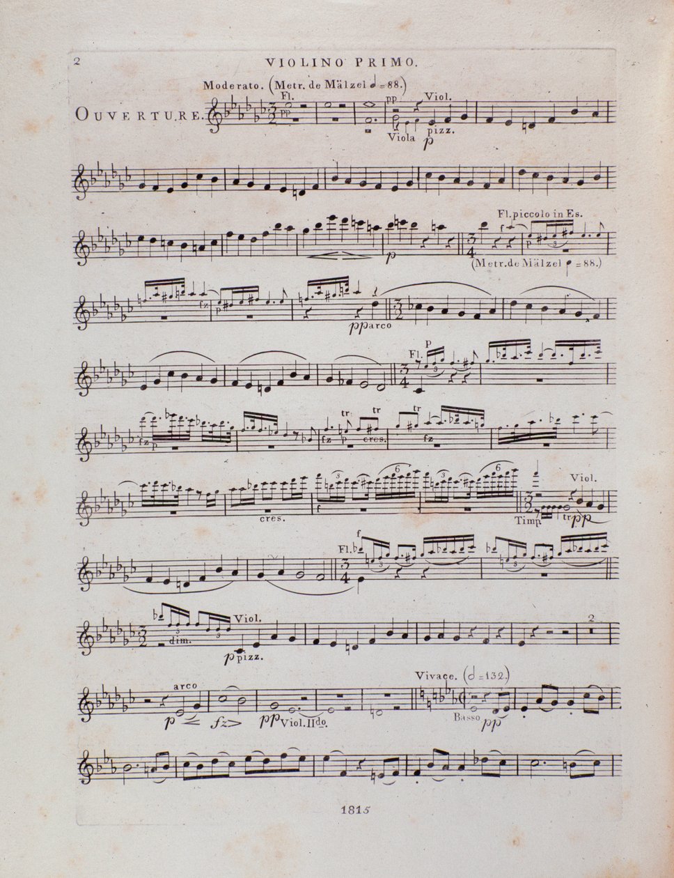 Página de partitura para o primeiro violino da ópera Jessonda de Louis Spohr de Unbekannter Künstler