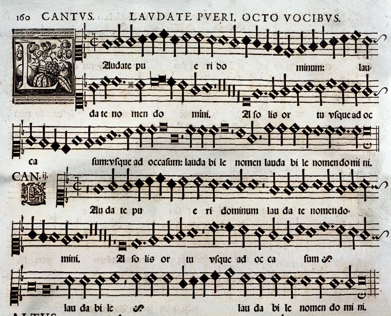 Página da Partitura do Salmo Laudate Pueri a 8 vozes de Thomas Luis de Victoria de Unbekannter Künstler