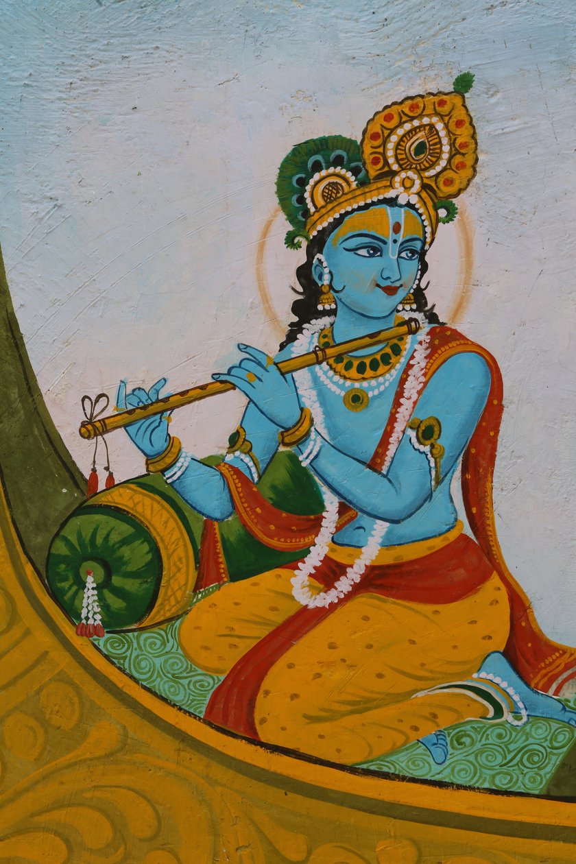 Pintura representando Krishna em um barco. Índia de Unbekannt