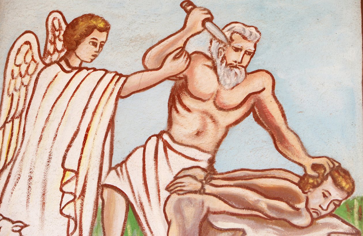 Pintura na igreja de Nossa Senhora do Togo : sacrifício de Abraão, Togoville, Togo de Unbekannt