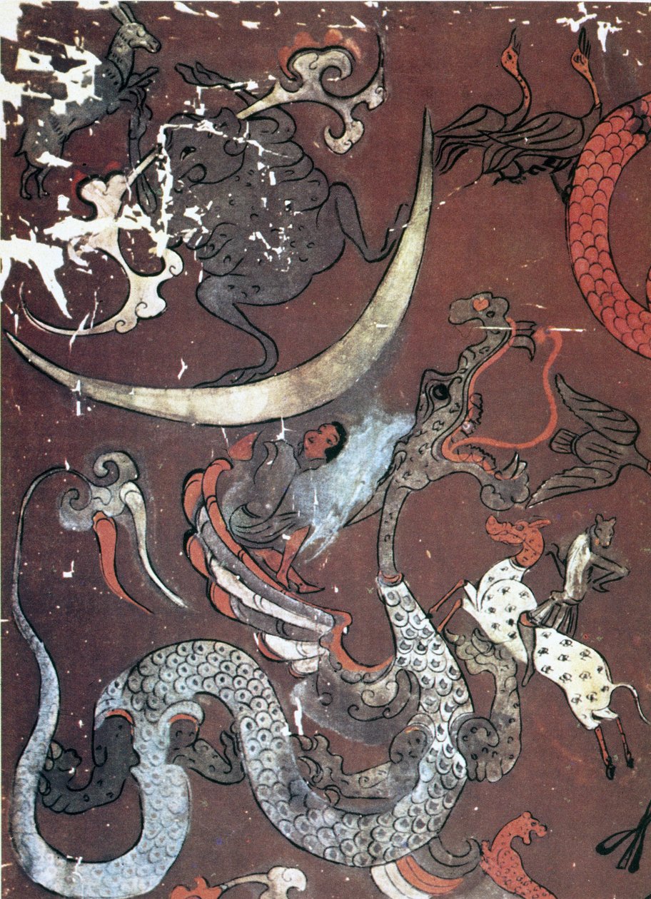Pintura da Lua e de um dragão, China, início do século I a.C. de Unbekannt