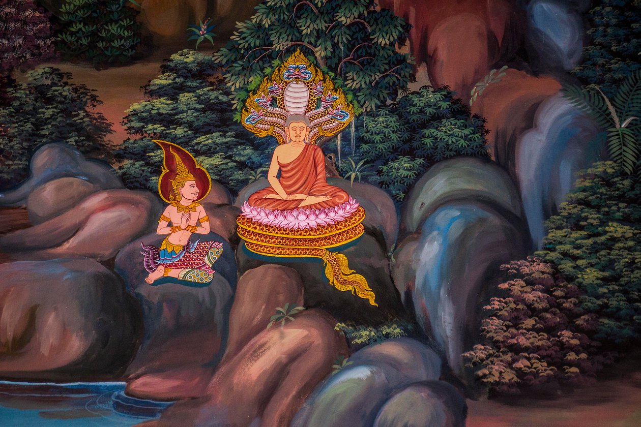 Pinturas de cenas de aldeia com Buda na Tailândia, Wat bang riang, Thub Pat/ Pinturas, Wat bang riang, Thub Pat, Phang Nga, Tailândia, Ásia (foto) de Unbekannter Künstler