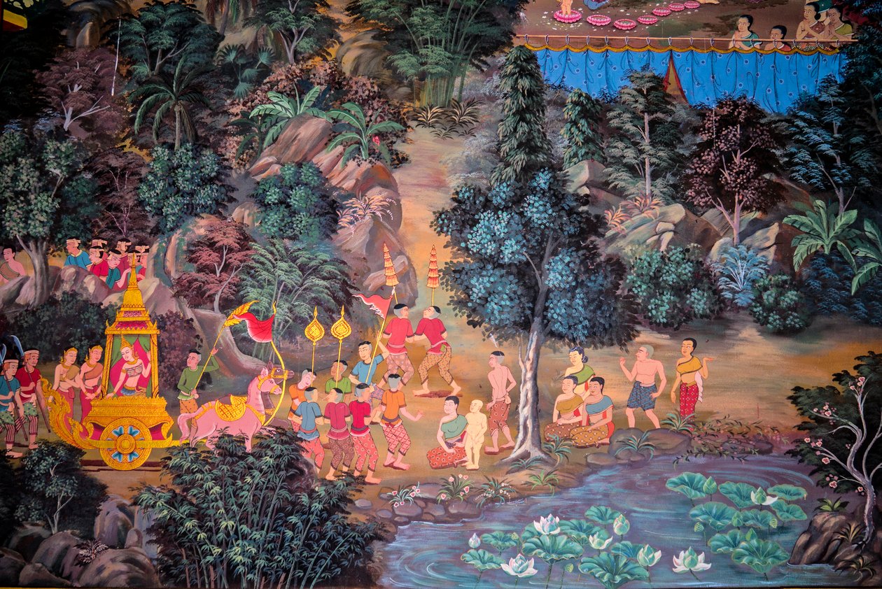 Pinturas de cenas de aldeia com Buda na Tailândia, Wat bang riang, Thub Pat/ Pinturas, Wat bang riang, Thub Pat, Phang Nga, Tailândia, Ásia (foto) de Unbekannter Künstler