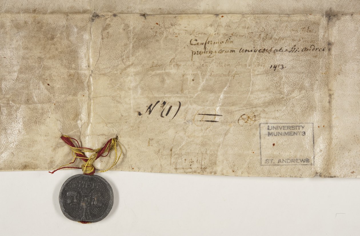 Bula Papal confirmando a carta do Bispo Henry Wardlaw, verso de Unbekannt
