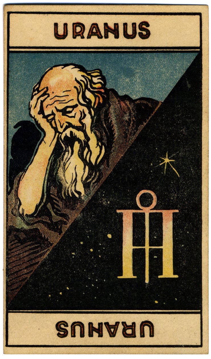 Paranormal. Astrologia. Urano (planeta). Carta astrológica de: Le Tarot Astrologique (Tarô astrológico), de Georges Muchery, França de Unbekannter Künstler