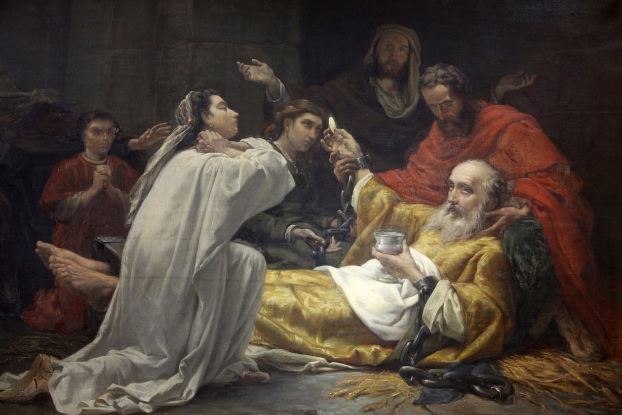 Paris, França Pintura na igreja de Saint-Francois-Xavier: Morte de Saint-Francois-Xavier, Paris, França de Unbekannt
