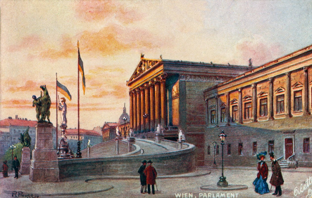 Parlamento de Viena, finais do século XIX/20 (postal) de Unbekannter Künstler