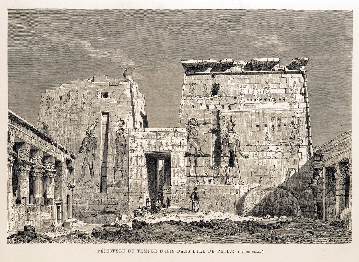 Peristilo do Templo de Ísis na Ilha de Filae, Egipto Ilustração do Atlas do Egipto de Unbekannt