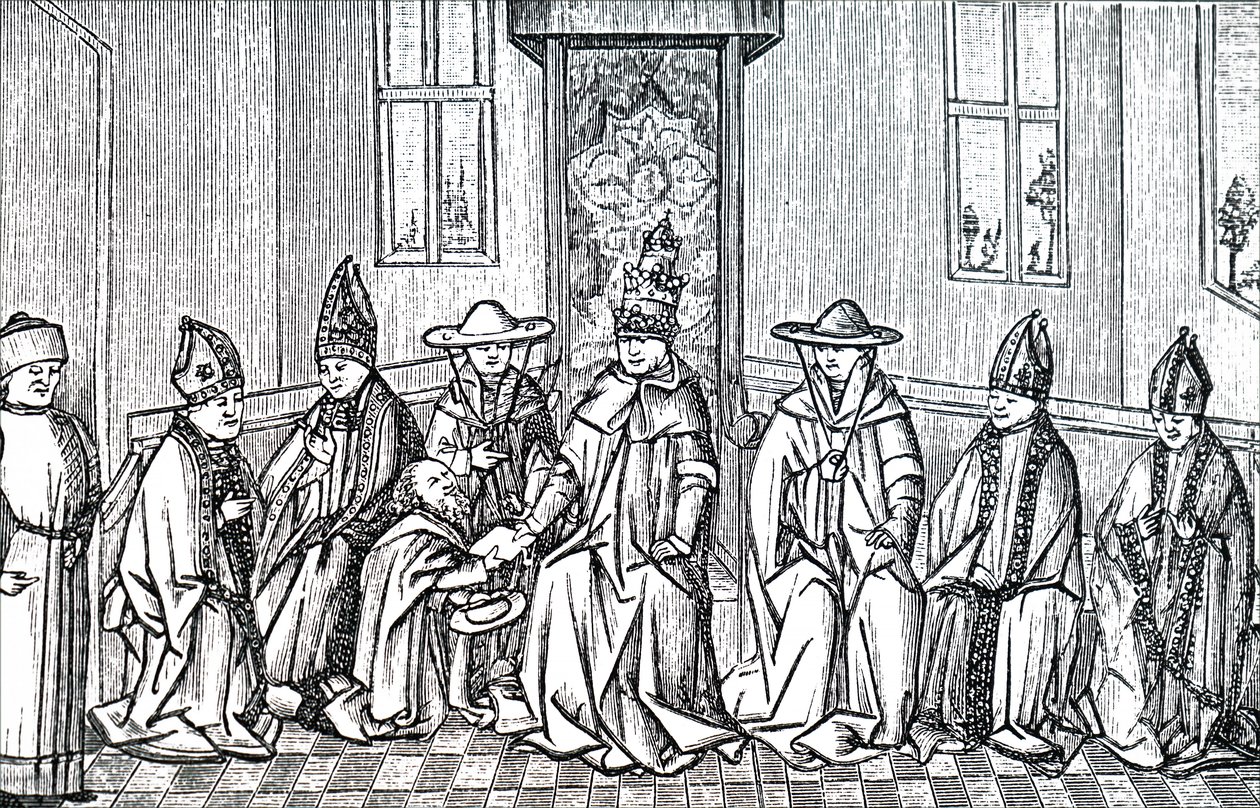 Pedro o Eremita, Papa Urbano II e Simeão Patriarca de Jerusalém. de Unbekannt
