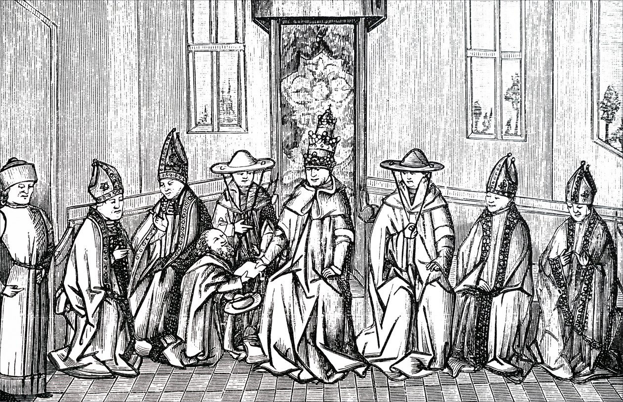Pedro o Eremita, Papa Urbano II e Simeão Patriarca de Jerusalém. de Unbekannt