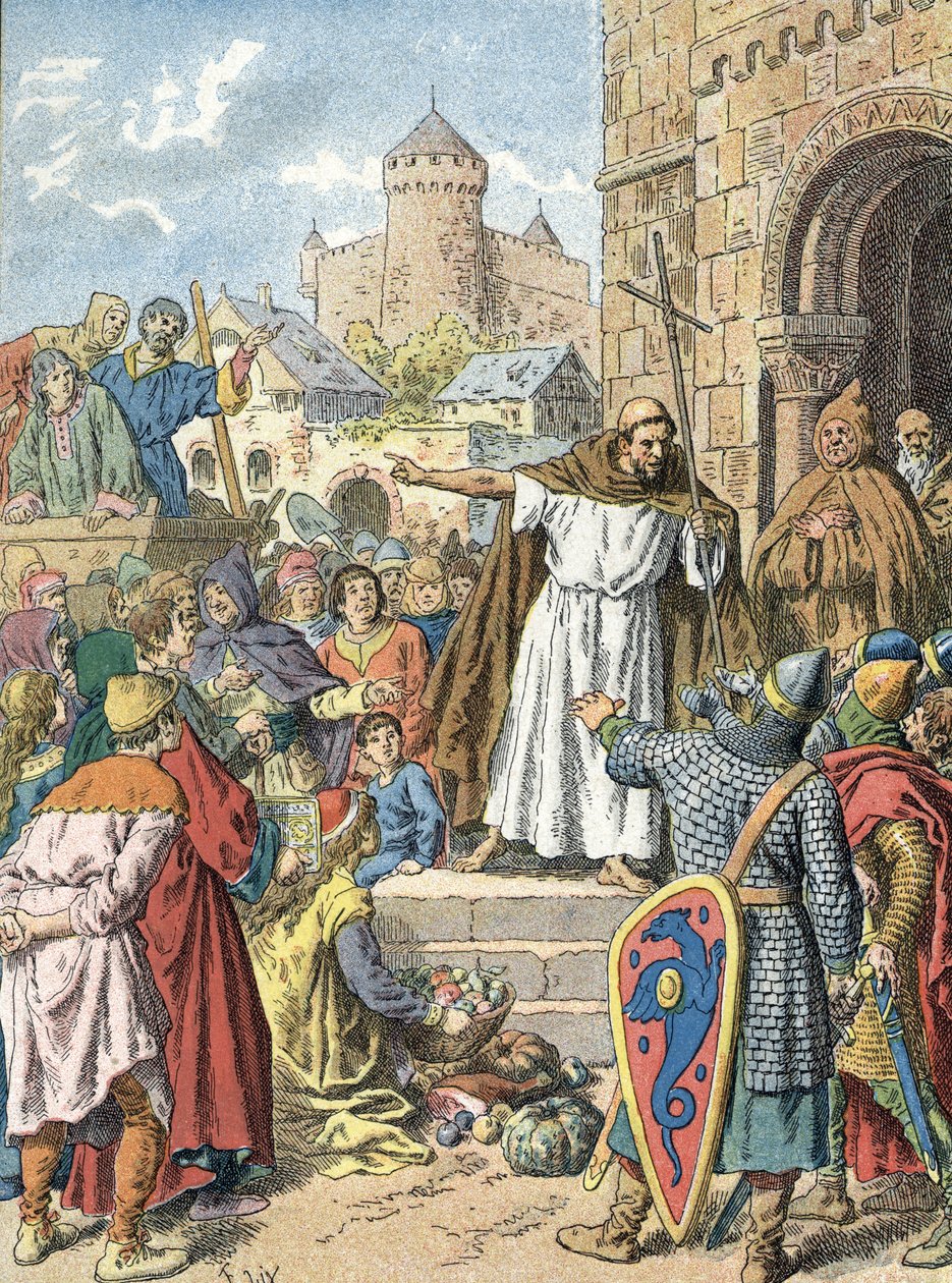 Pedro o Eremita pregando a Cruzada com o grito de "Deus o quer! de Unbekannter Künstler