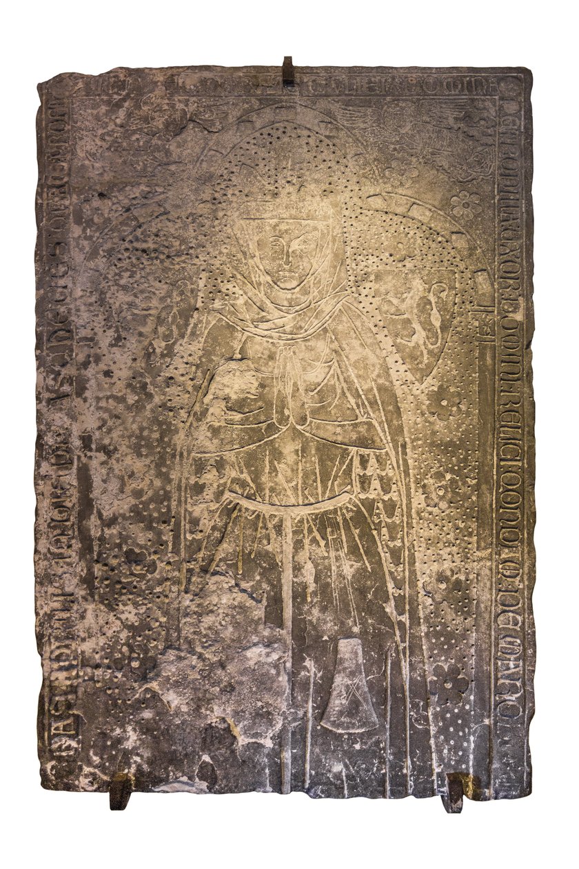 Petronille tombstone, esposa do cavaleiro Reli de Mareuil, morreu c. 1280 (Tombstone) Mosteiro cisterciense de Royaumont (abadia) 1228-1235 Asnieres-sur-Oise (Asnieres sur Oise) de William M. Timlin