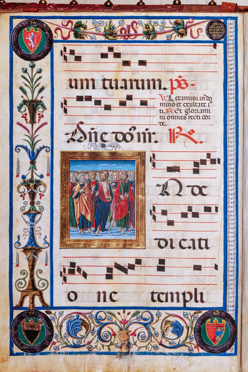Biblioteca Piccolomini: livro coral, cód. 26.R, ss. 29v com “Cristo e todos os Santos”, de Giovanni di Taldo. de Unbekannter Künstler